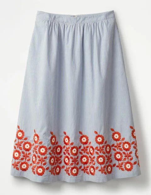 Haidee Embroidered Skirt Blue Women Boden, Blue