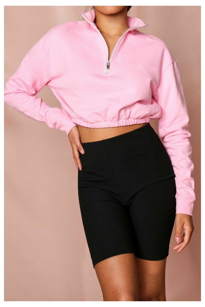 Womens Details Slogan High Neck Sweatshirt - pink - 14, Pink