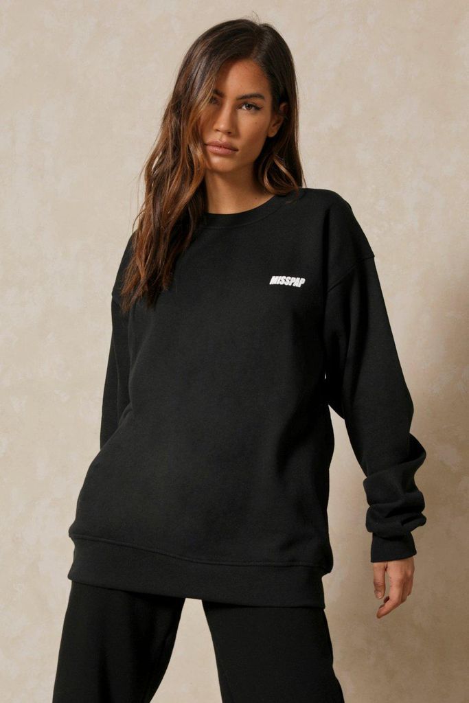 Womens MISSPAP Slogan Pocket Print Sweatshirt - black - SM, Black