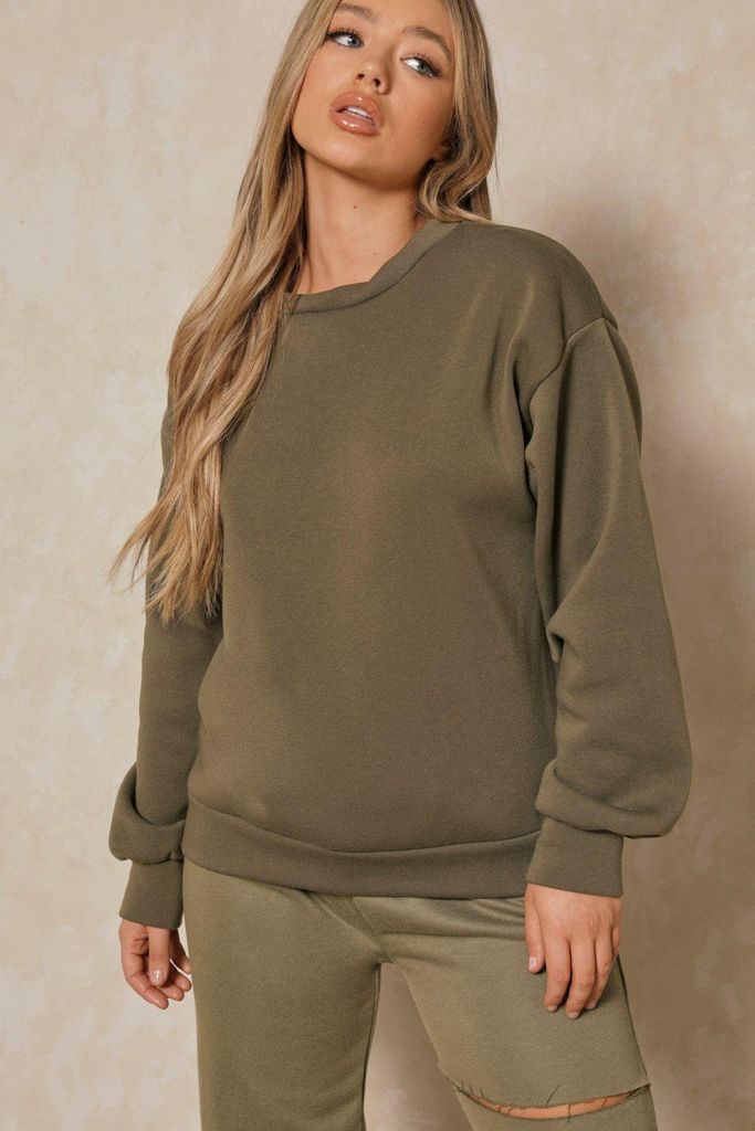 Womens Basic Oversized Sweatshirt - khaki - 6, Khaki