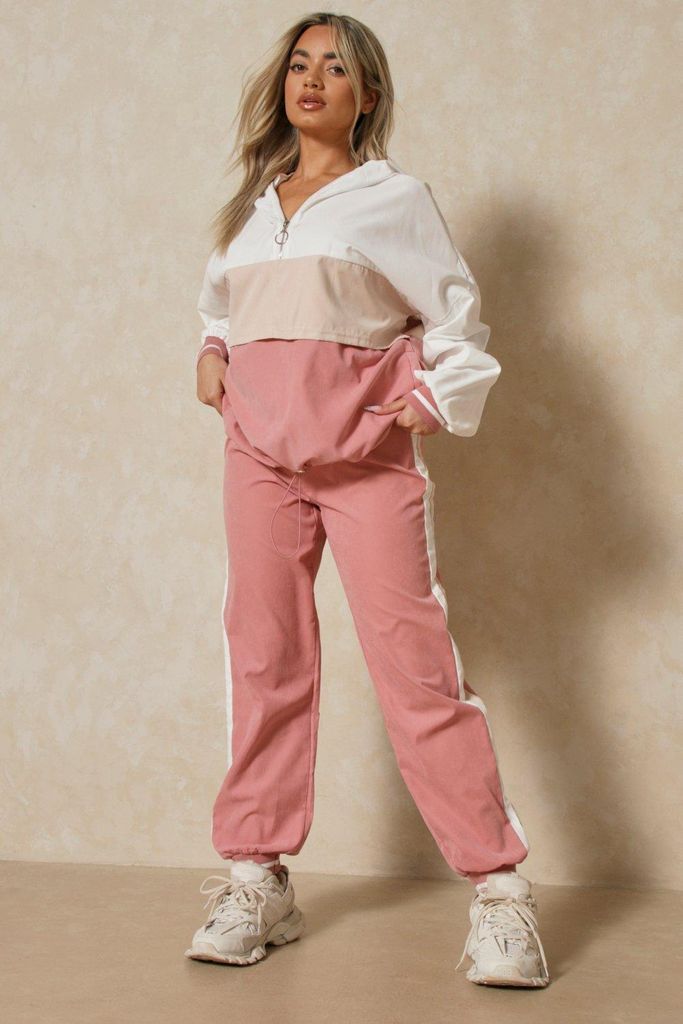 Womens Colour Block 3/4 Zip Tracksuit - blush - 6, Blush