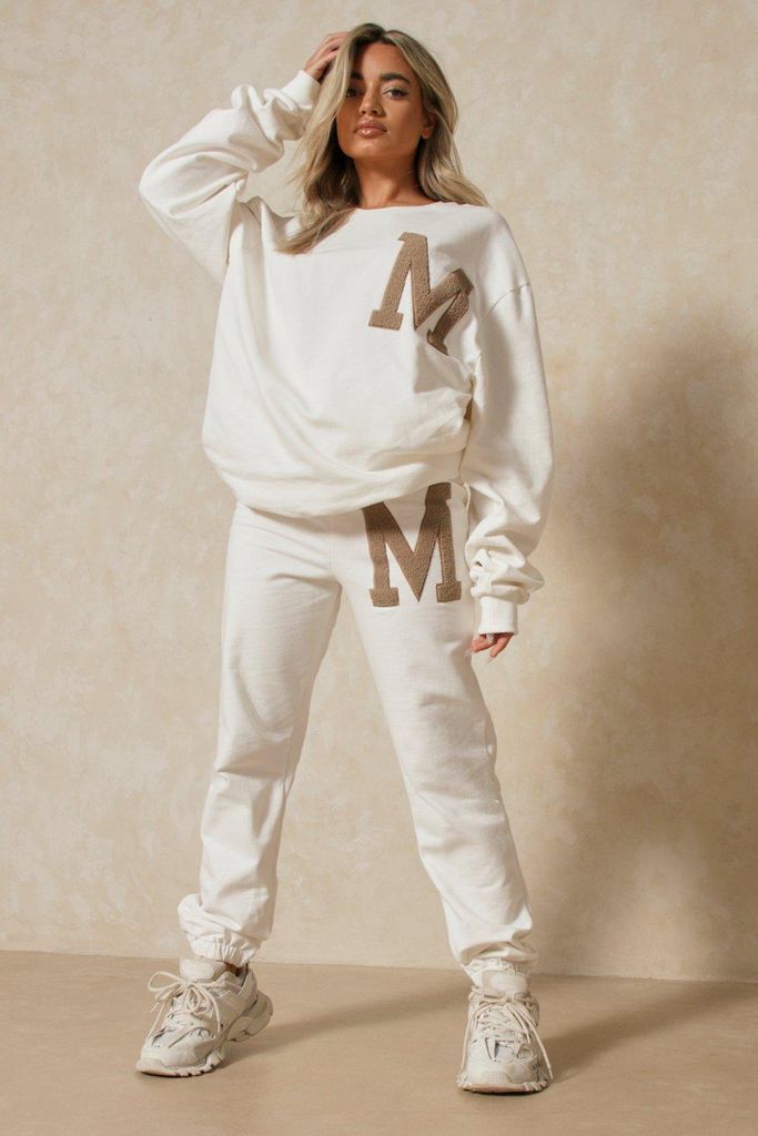 Womens 'M' Sweatshirt And Jogger Set - white - 8, White