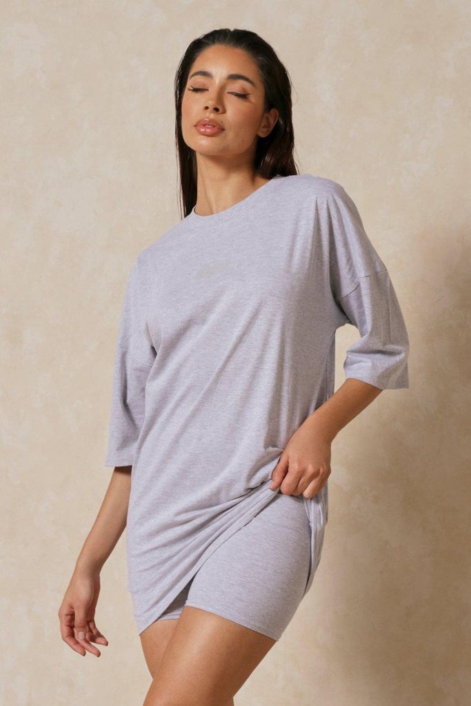 Womens Missapap Oversized T Shirt & Shorts Co-ord - grey marl - 8, Grey Marl