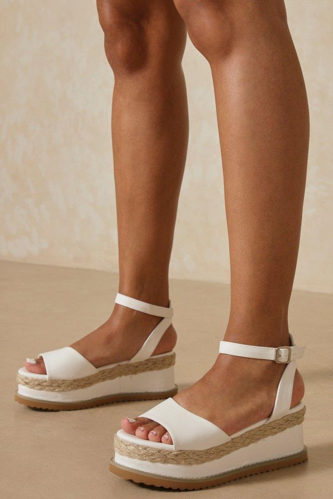 Womens Espadrille Flatform Sandals - white - 6, White