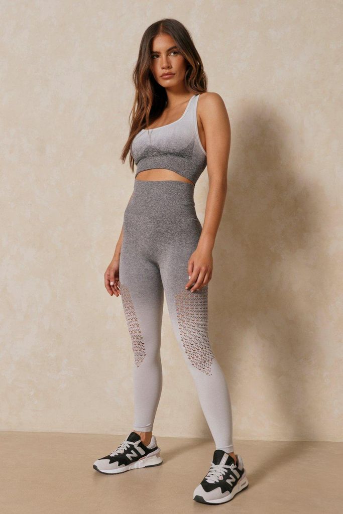 Womens Ombre Detail Seamless Active Set - grey - S, Grey