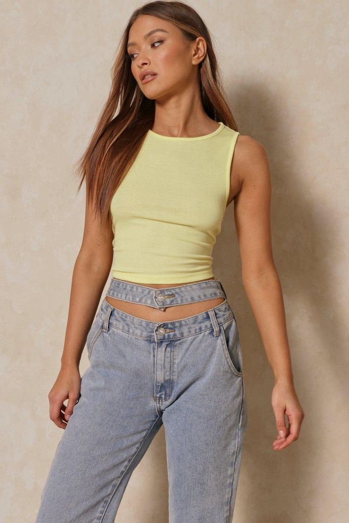Womens Sleeveless Race Crop Top - lime - L, Lime
