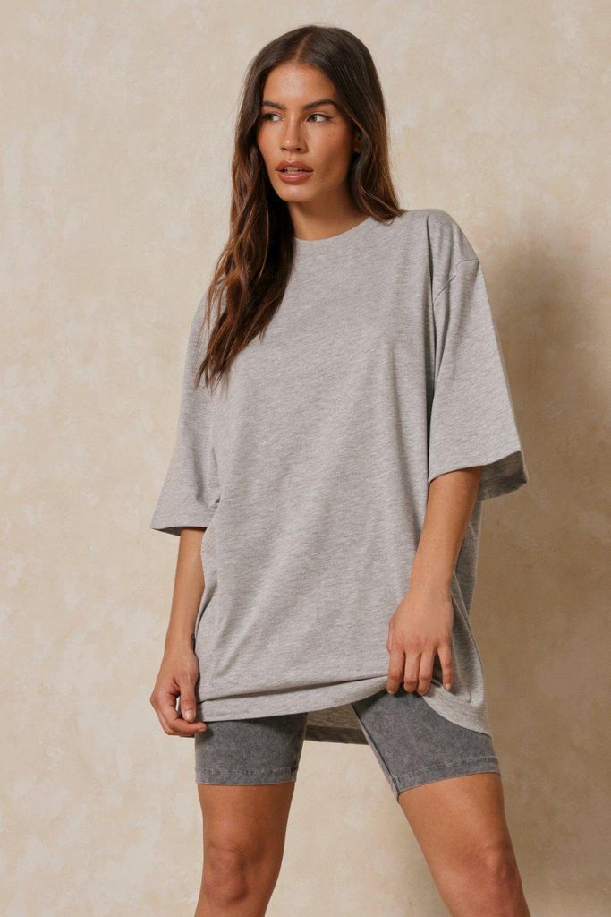 Womens Oversized Boyfriend T-shirt - grey marl - 6, Grey Marl
