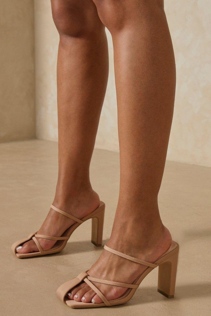 Womens Flat Front Heeled Mules - nude - 3, Nude