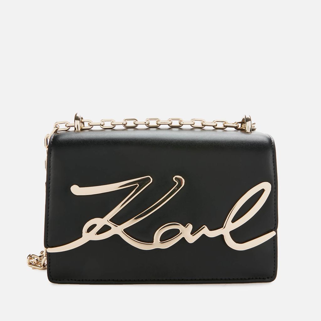 Women's K/Signature Small Shoulder Bag - Black/Gold