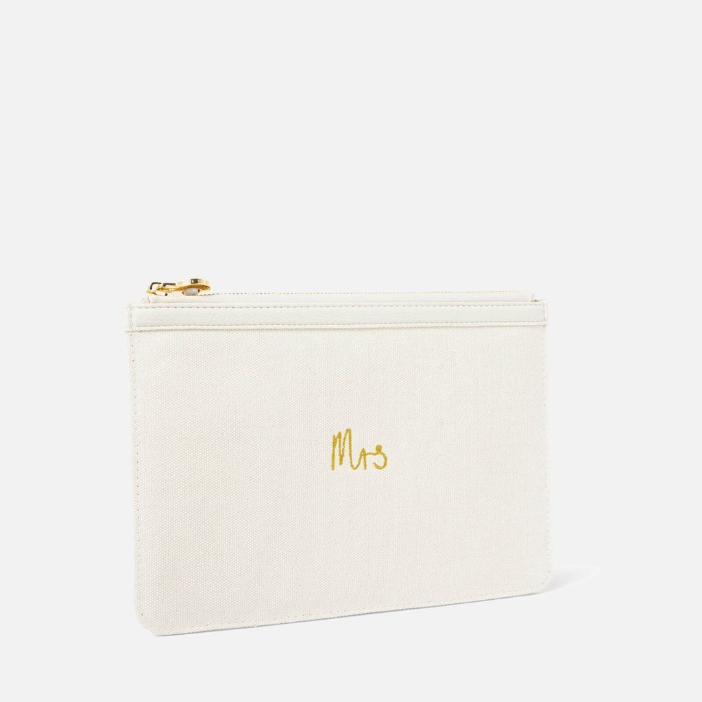 Bridal Embroidered Mrs Canvas Pouch