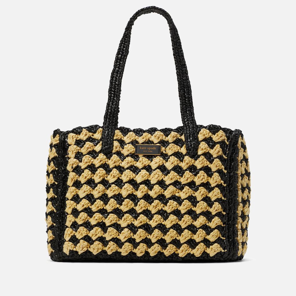 High Tide Striped Crochet Raffia Medium Tote Bag