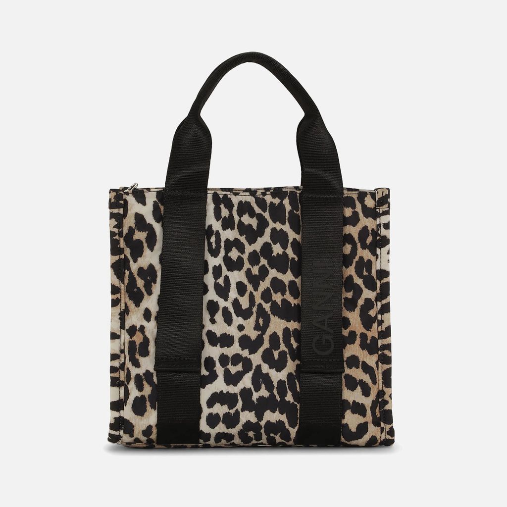 Tech Small Leopard-Print Canvas Tote Bag