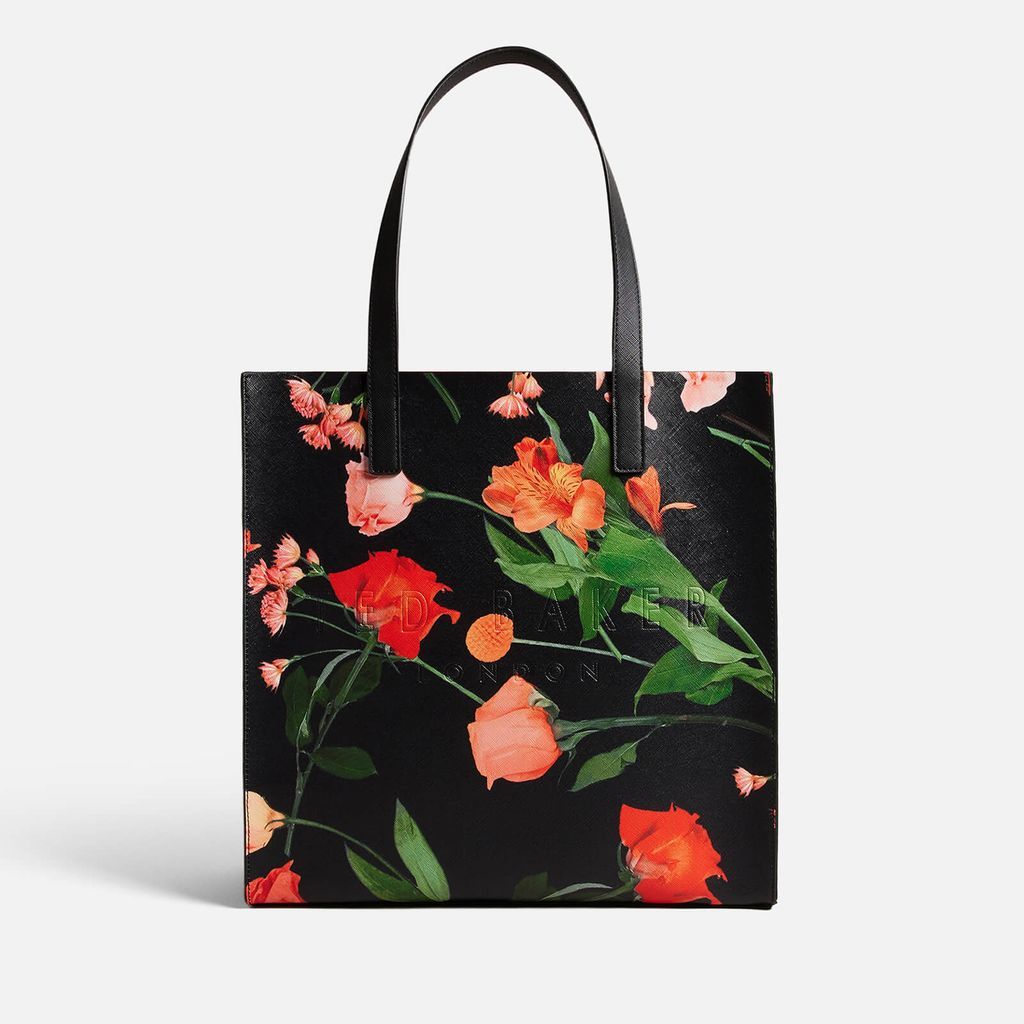 Flircon Floral-Print Faux Leather Tote Bag