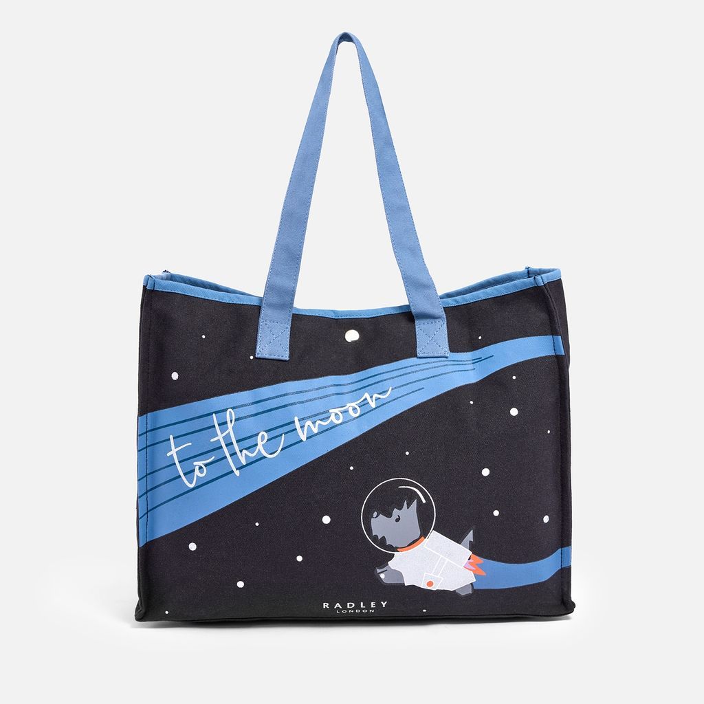 To The Moon And Back Again Large Cotton-Canvas Tote Bag