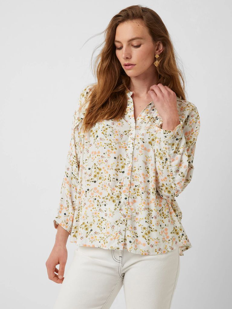 Spring Ditsy Round-Neck Blouse Tea Combo