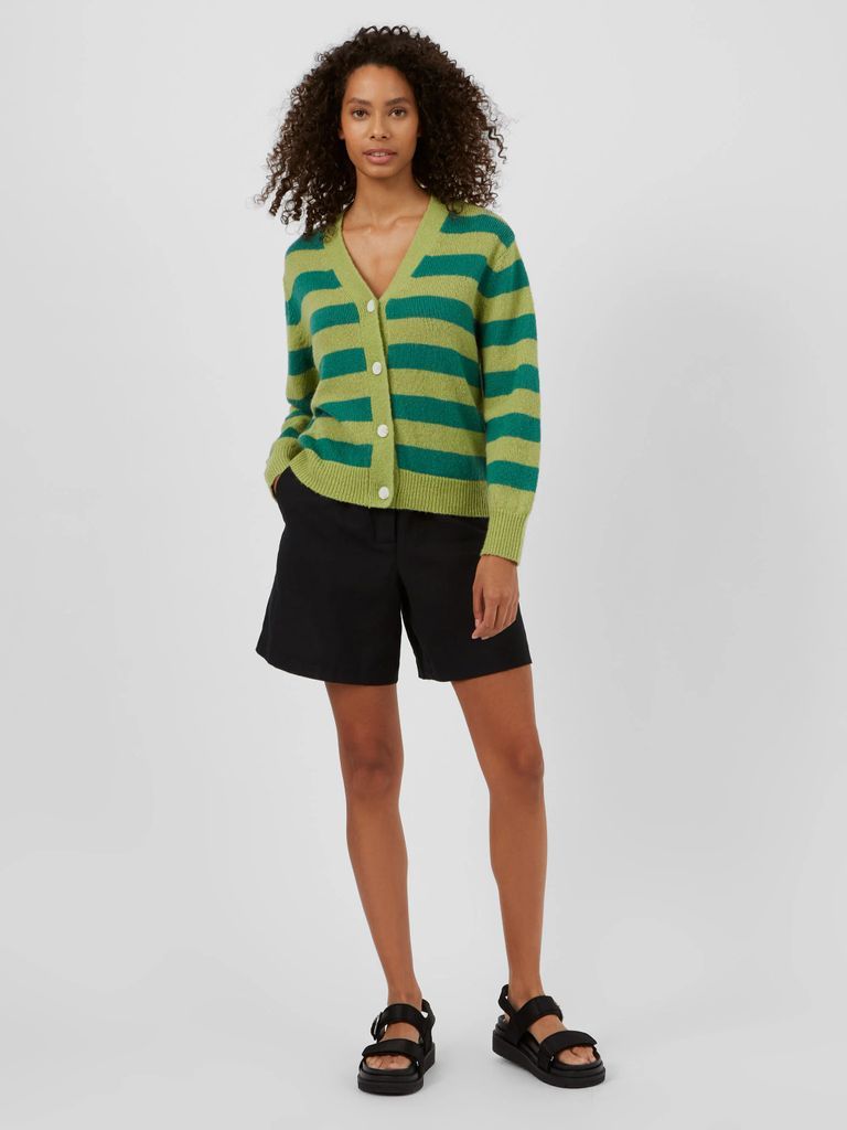 Summer Stripe Knit Cardigan Jade Green/Fresh Apple