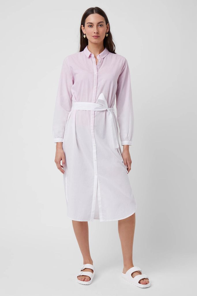 Ombre Organic Midi Shirt Dress Peony/Milk