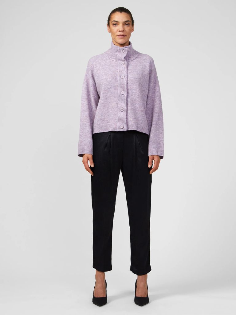 Carice Recycled Knit Button Down Jumper Lavender Marl