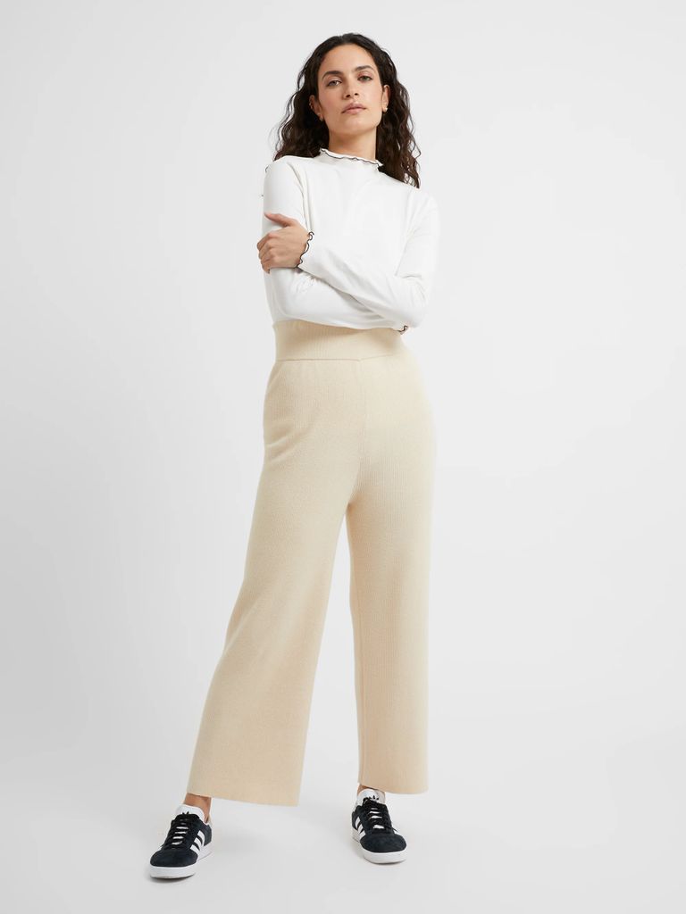 Winter Comfort Recycled Knit Trousers Oyster