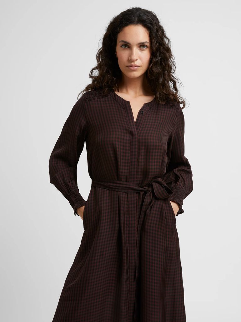 City Gingham Belted Dress Cocoa/Black