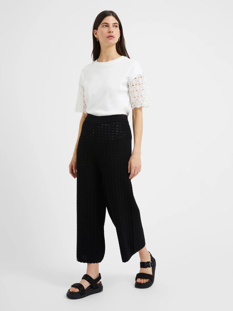 Summer Stitch Cropped Trousers Black