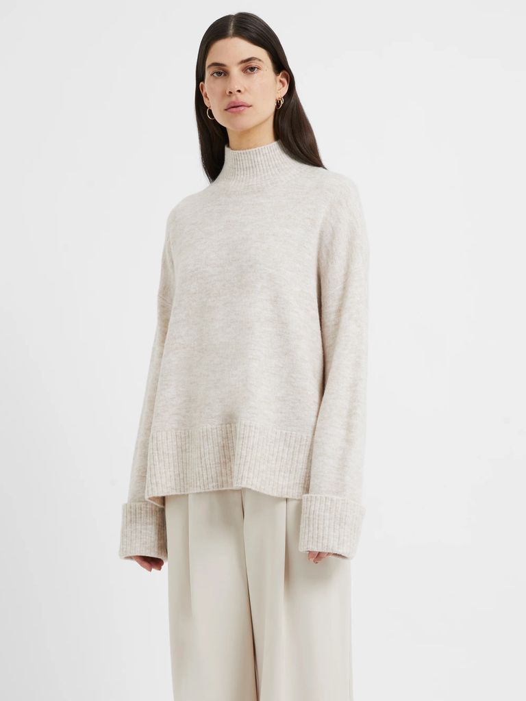 Carice Recycled Knit High Neck Jumper Ecru