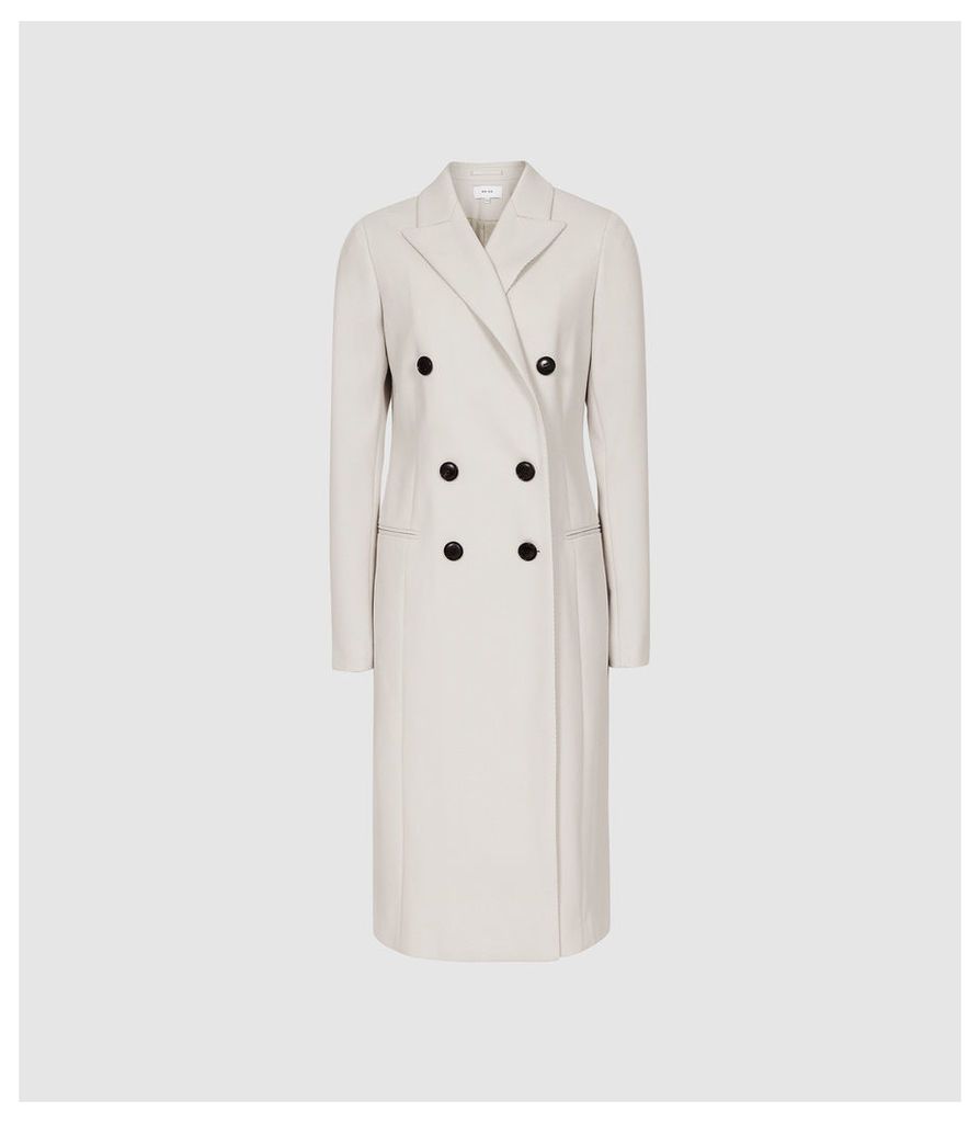 Reiss Honour Coat - Twill Weave Trench Coat in Stone, Womens, Size 14