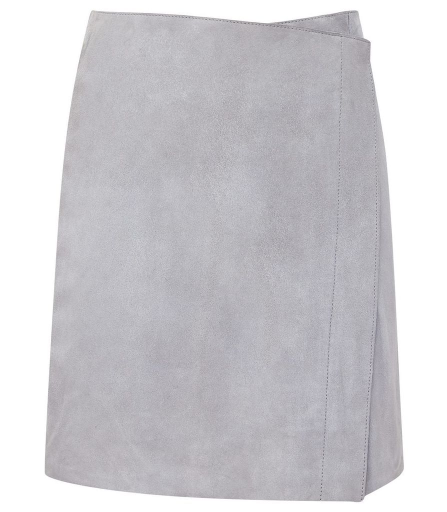 Reiss Cammie - Suede Skirt in Blue, Womens, Size 14