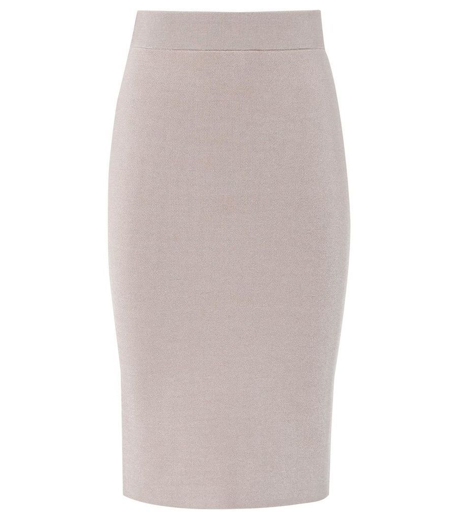 Reiss Tate - Knitted Pencil Skirt in Neutral, Womens, Size XXL