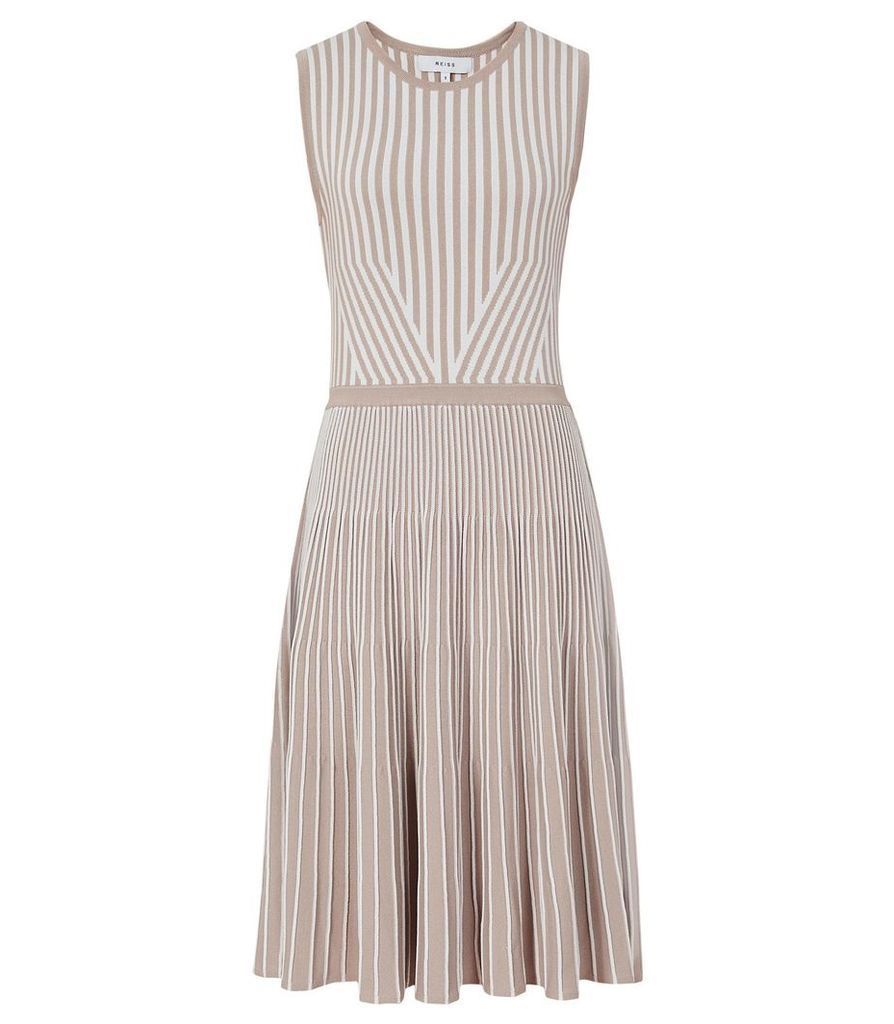 Reiss Becky - Striped Knitted Dress in Neutral, Womens, Size XL
