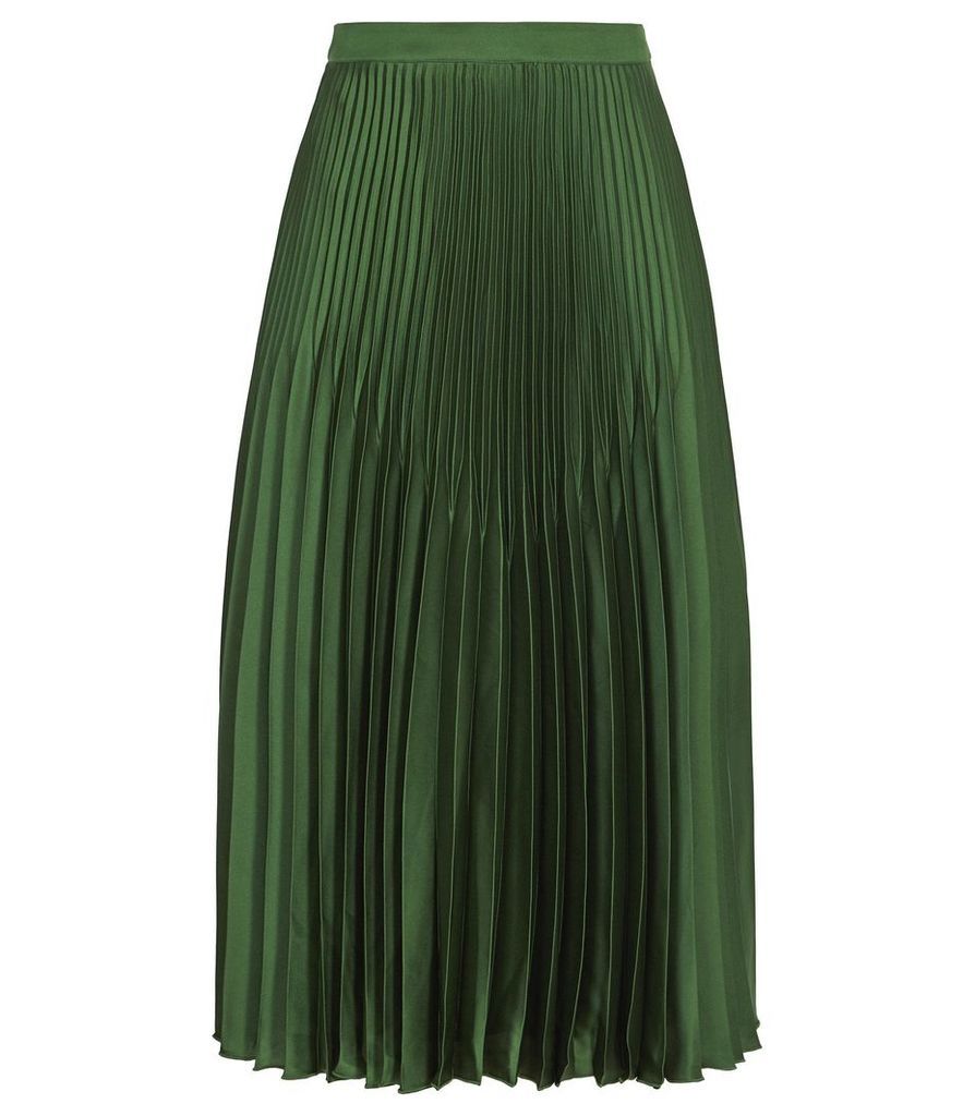 Reiss Isidora - Knife Pleat Skirt in Dark Green, Womens, Size 14