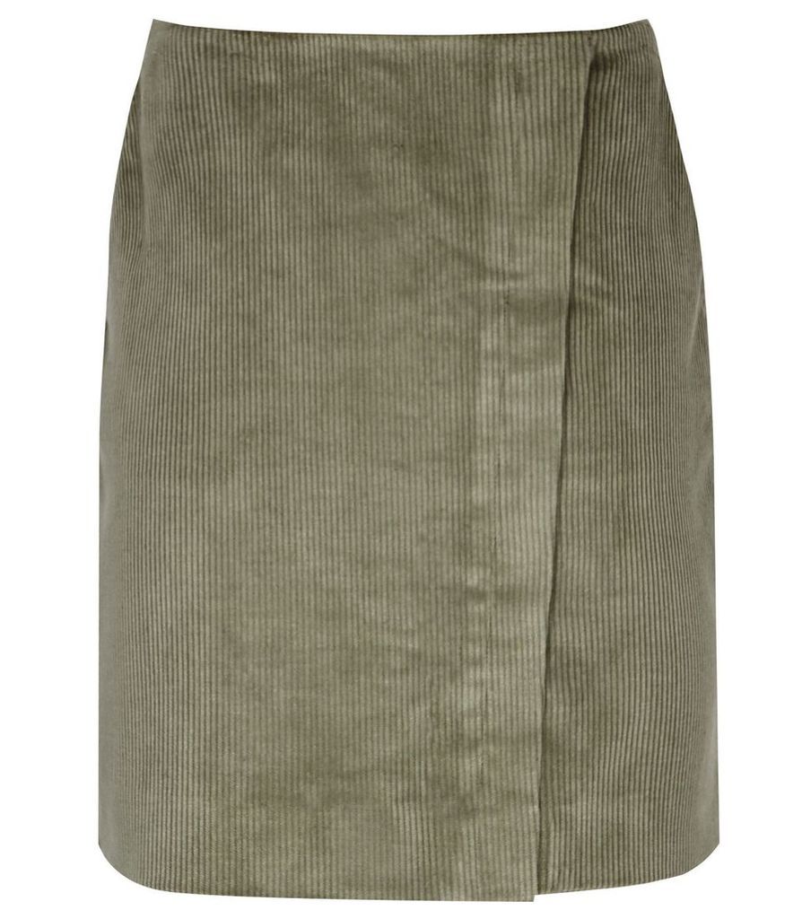 Reiss Francis - Corduroy Warp Front Mini Skirt in Green, Womens, Size 14