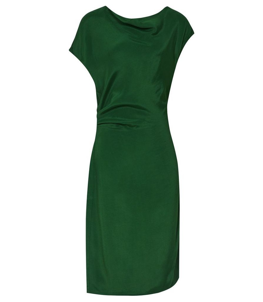 Reiss Lore - Capped Sleeve Dress in Dark Green, Womens, Size 16