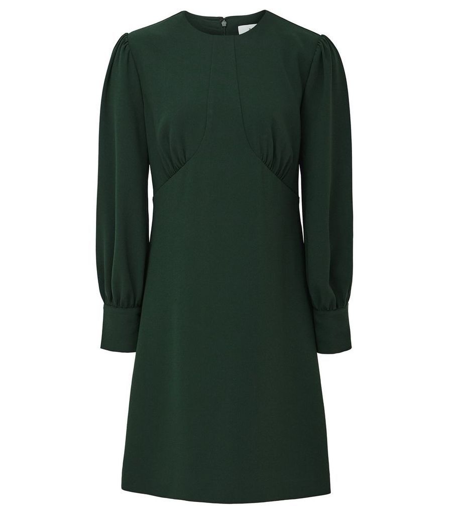 Reiss Analise - Seam Detail Crepe Dress in Deep Green, Womens, Size 16