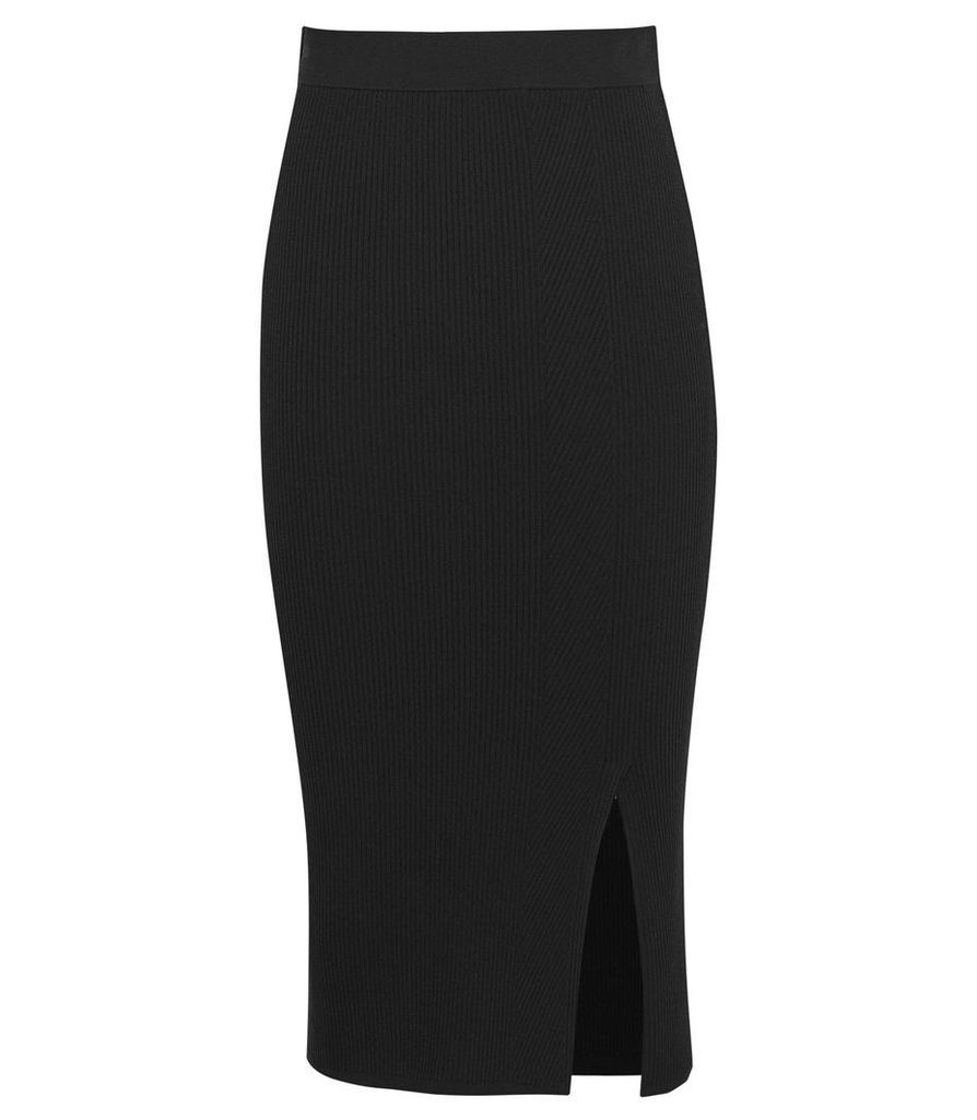 Reiss Naomi - Knitted Midi Skirt in Black, Womens, Size XXL