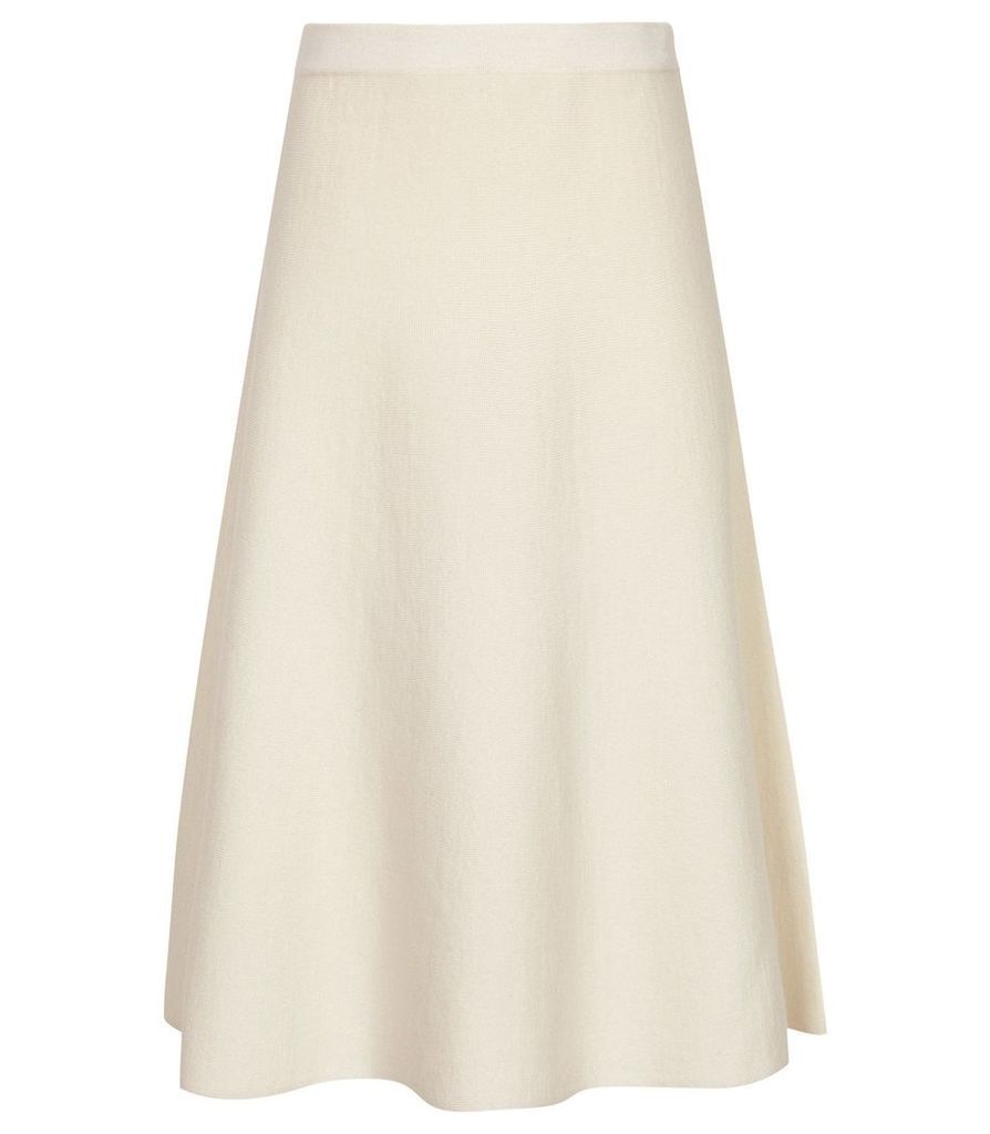 Reiss Amy - Fluted Hem Skirt in White, Womens, Size XXL