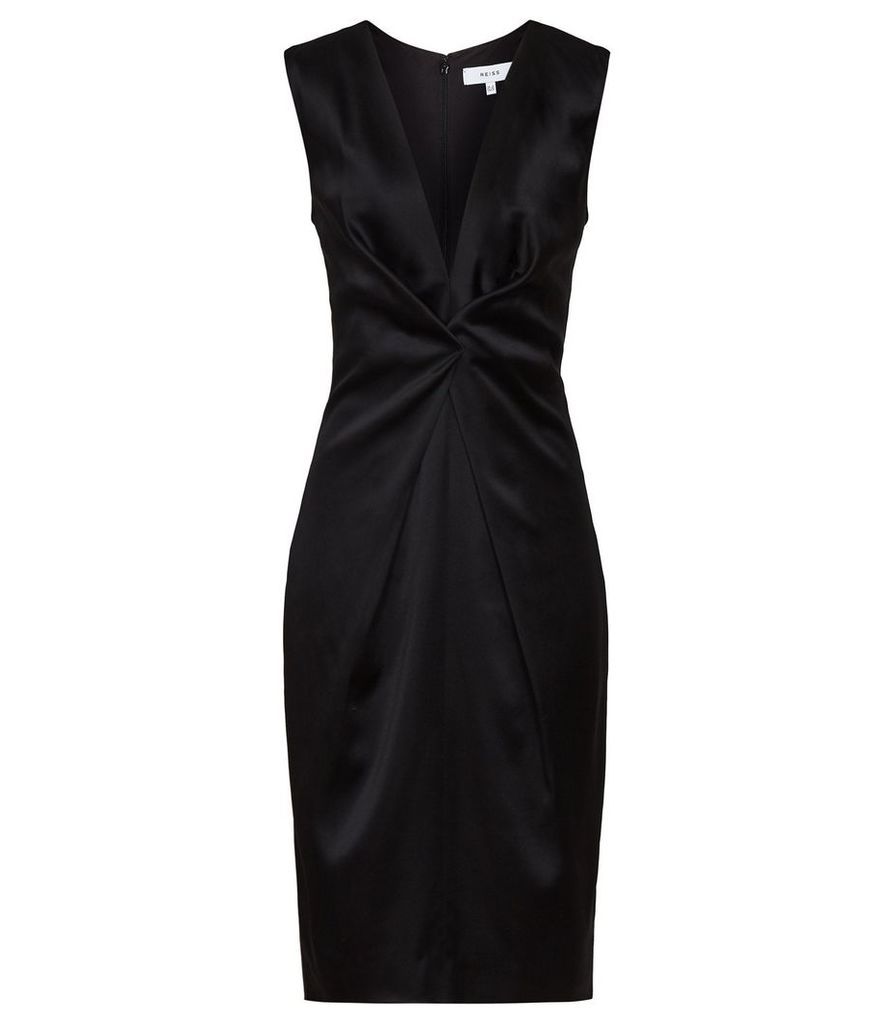 Reiss Mosaic - Twist Front Dress in Black, Womens, Size 16