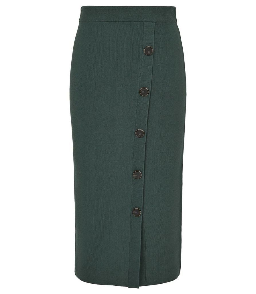Reiss Hatty - Button Front Pencil Skirt in Green, Womens, Size XXL