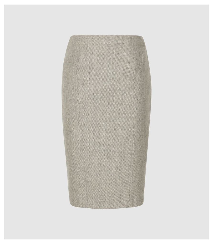Reiss Hettie Skirt - Wool Blend Pencil Skirt in Soft Grey, Womens, Size 16