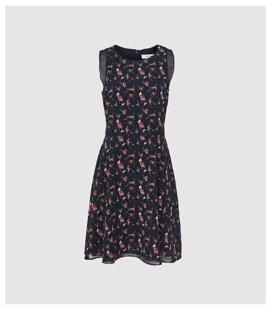 Reiss Louise - Floral Printed Fit And Flare Dress in Multi, Womens, Size 16
