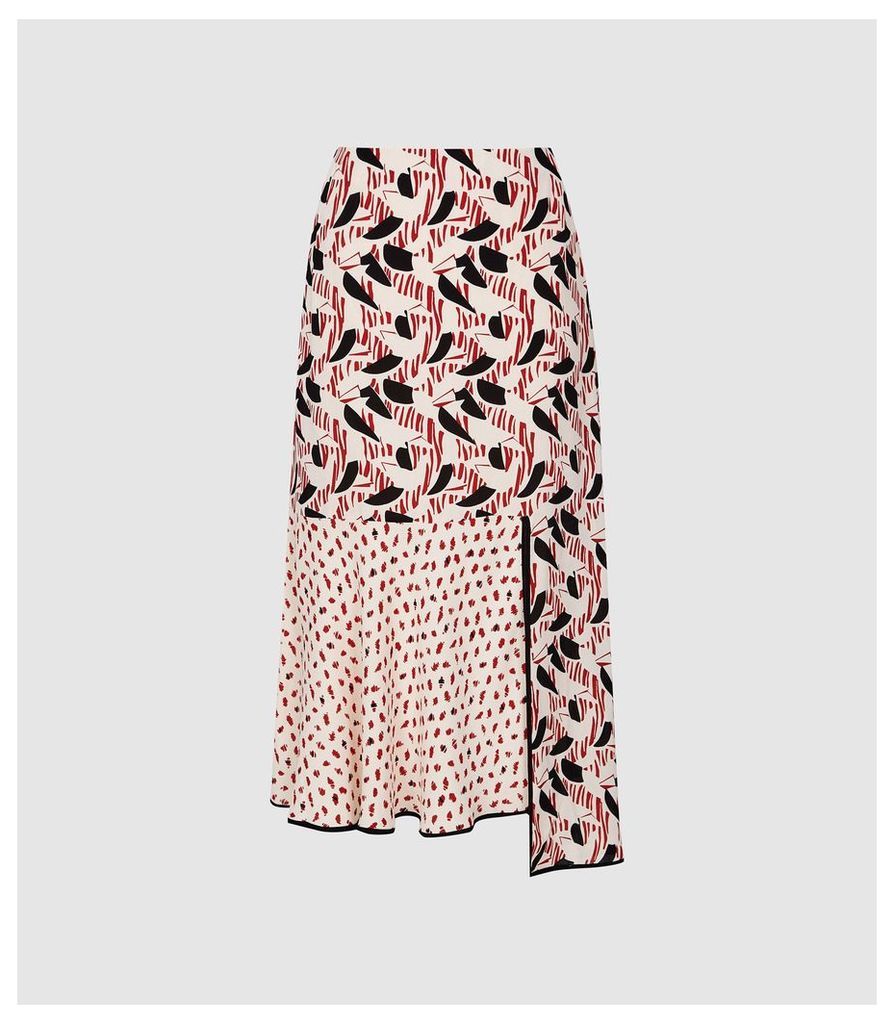 Reiss Eline - Printed Midi Skirt in Multi, Womens, Size 14