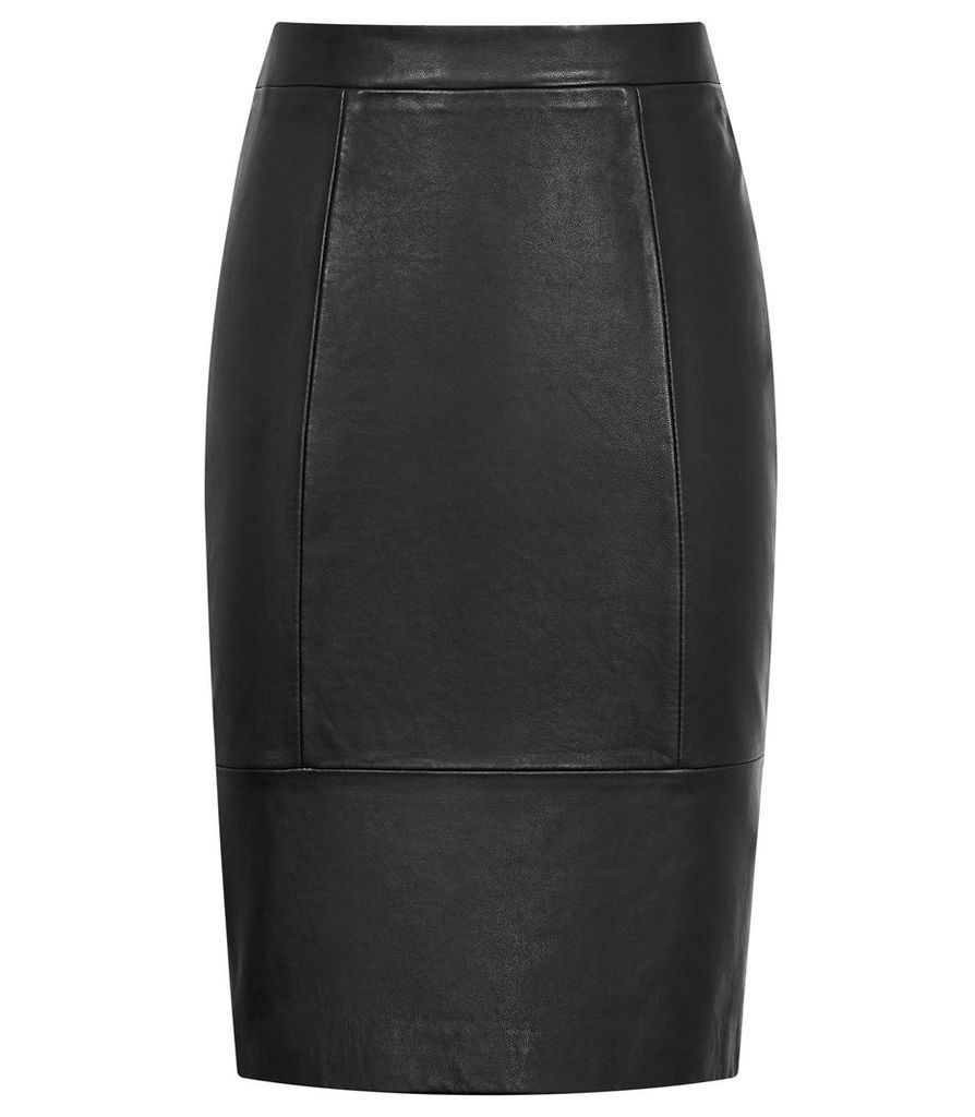 Reiss Kristen - Leather Skirt in Black, Womens, Size 14