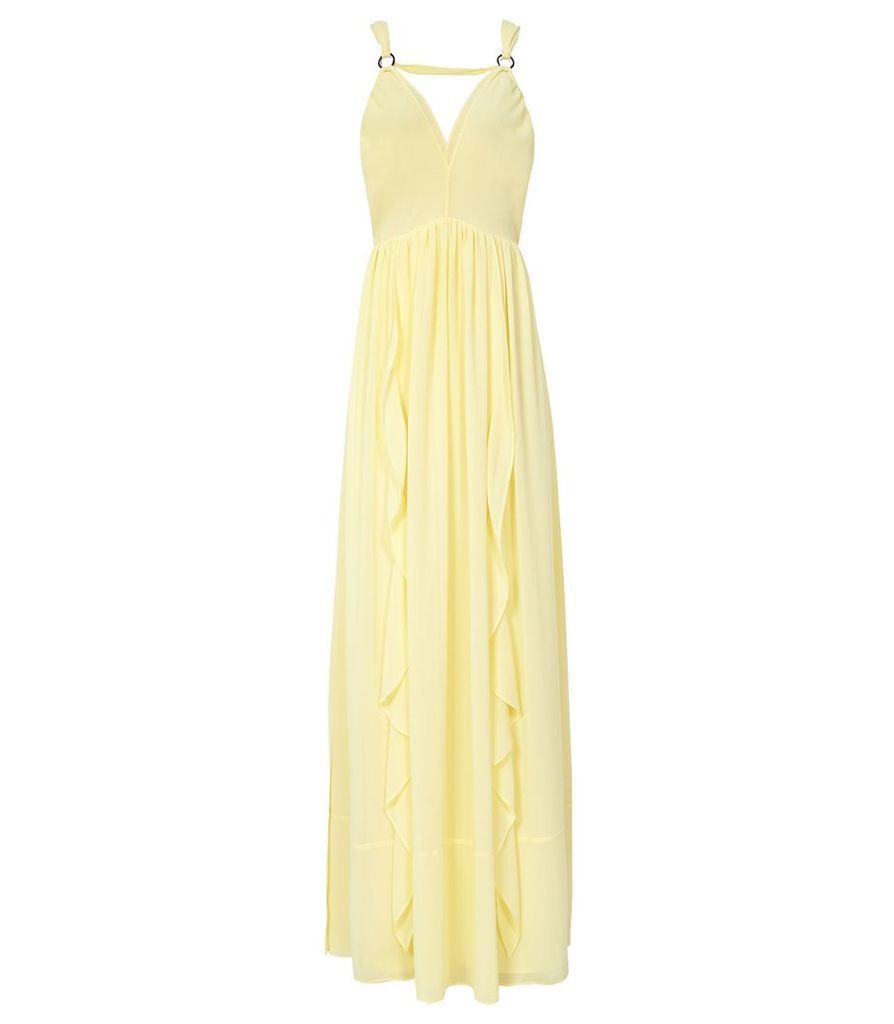 Reiss Carlotta - Ruffle Detail Maxi Dress in Yellow, Womens, Size 14