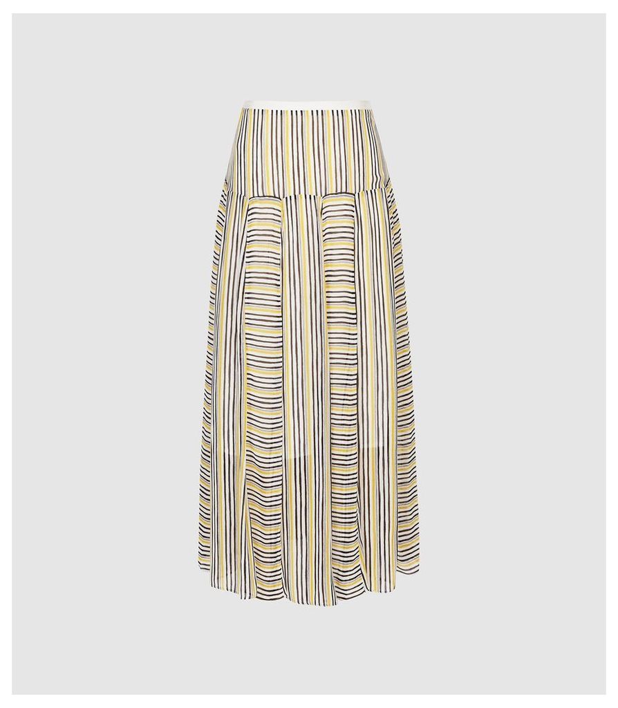 Reiss Maggie - Striped Midi Skirt in Multi, Womens, Size 14