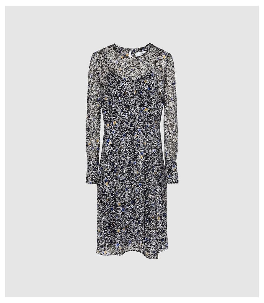 Reiss Charlotte - Ditsy Printed Dress in Blue, Womens, Size 16