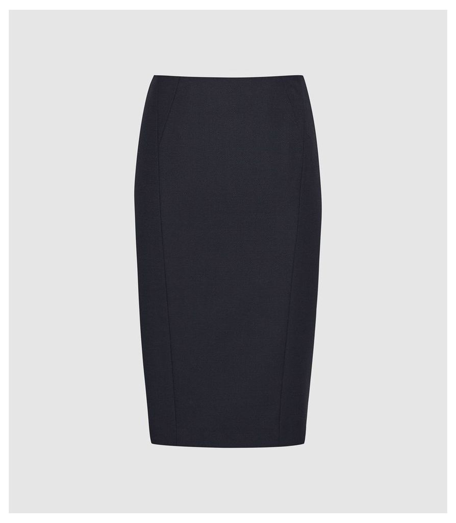 Reiss Hartley Skirt - Textured Pencil Skirt in Navy, Womens, Size 16