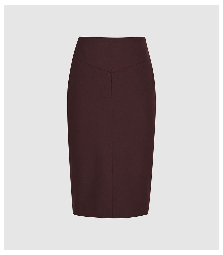 Reiss Lissia Skirt - Textured Pencil Skirt in Berry, Womens, Size 16