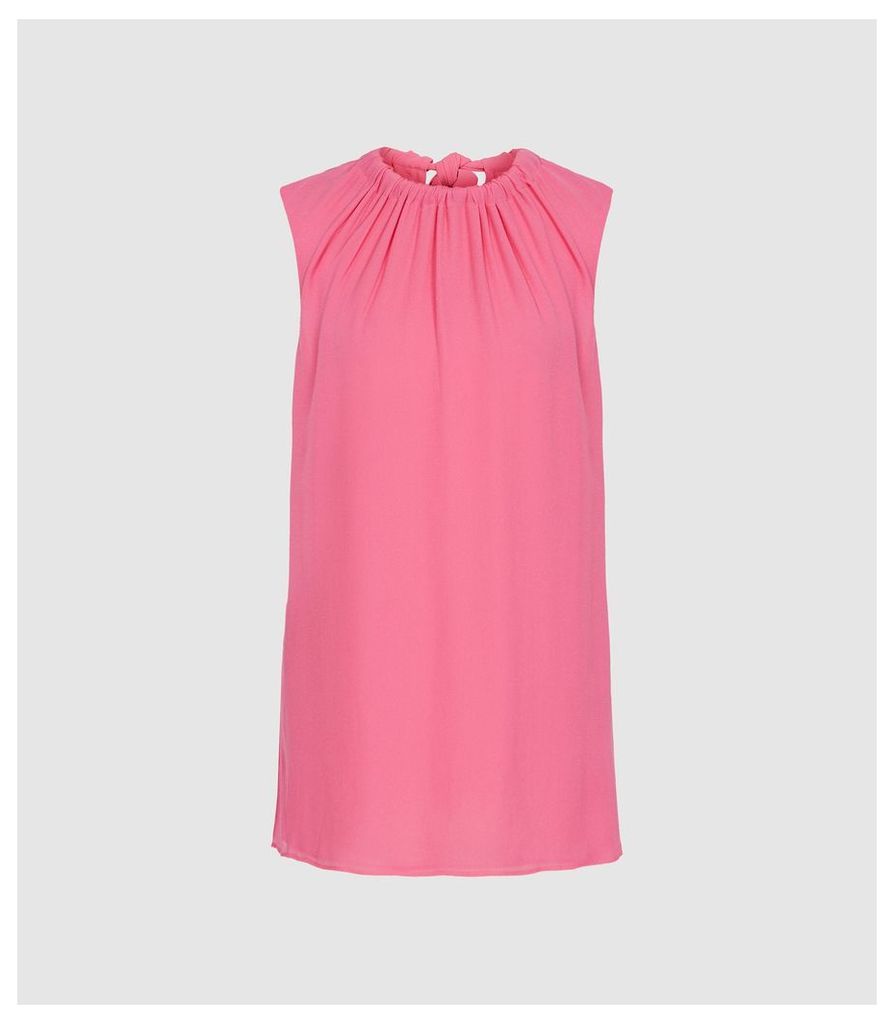 Reiss Lena - Bow Detail Top in Pink, Womens, Size 14