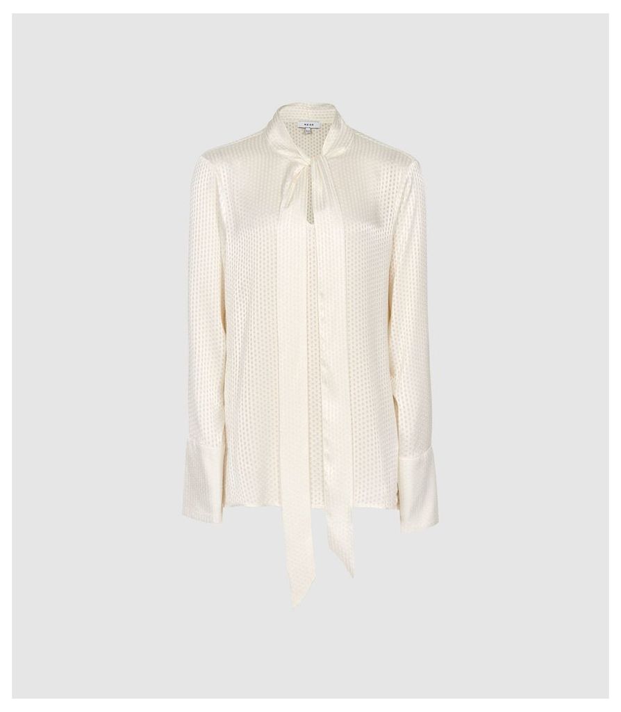 Reiss Adeline - Burnout Detail Blouse in Ivory, Womens, Size 14