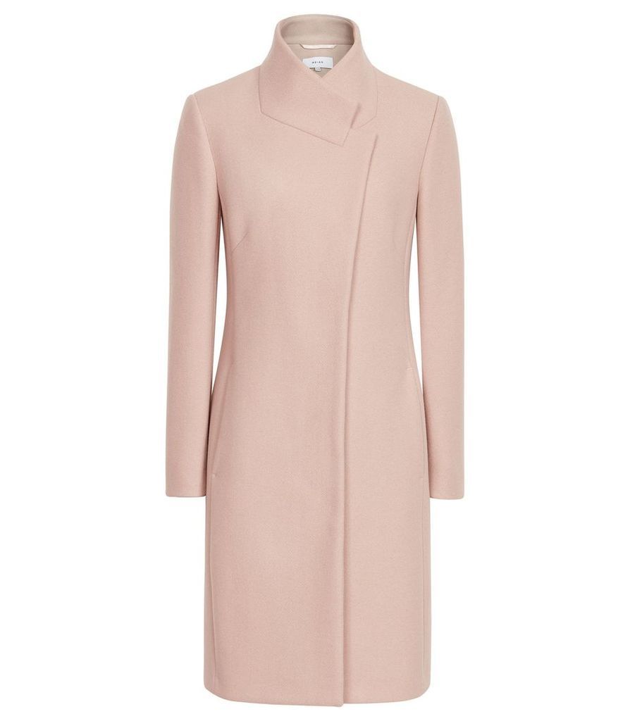 Reiss Mabel - Longline Coat in Soft Pink, Womens, Size 14